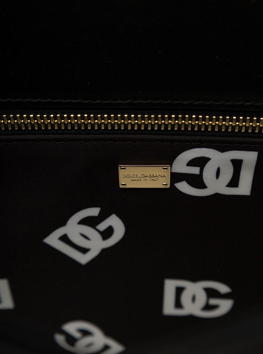 Mittelgroßer Shopper „Dg Logo“ aus schwarzem Leder für Damen