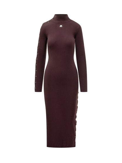 Courrèges Courrèges Strick-Midikleid mit Knöpfen