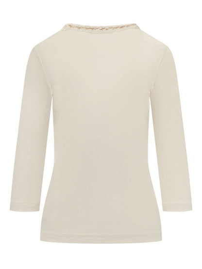 Fabiana Filippi Elfenbeinfarbenes T-Shirt mit Fabiana Filippi-Stickerei