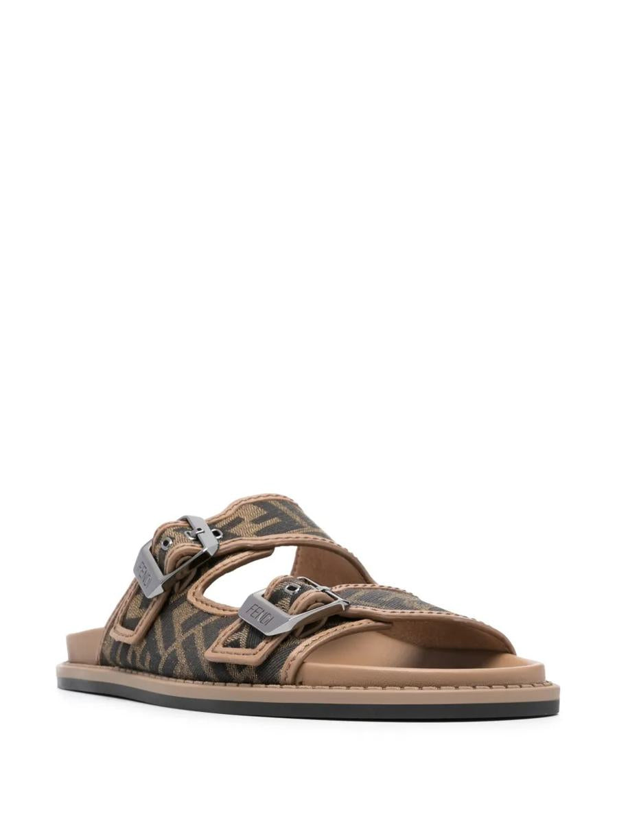 Fendi Feel Ff Jacquard Stoff Sandalen Schuhe