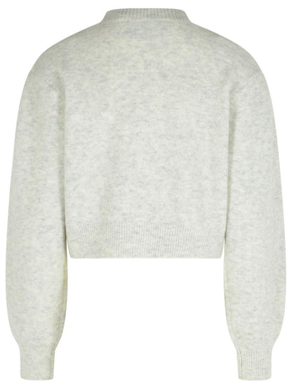 Rotate Birger Christensen – Hellgraue Strickjacke aus Alpaka-Mischgewebe