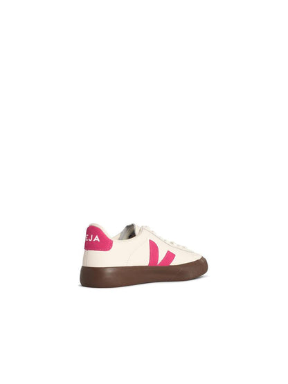 Veja – Campo – Weiße und fuchsiafarbene Ledersneaker
