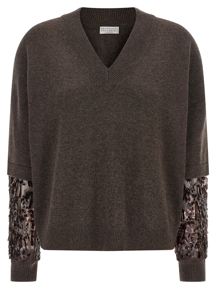 Brunello Cucinelli Pullover mit Paillettenärmeln