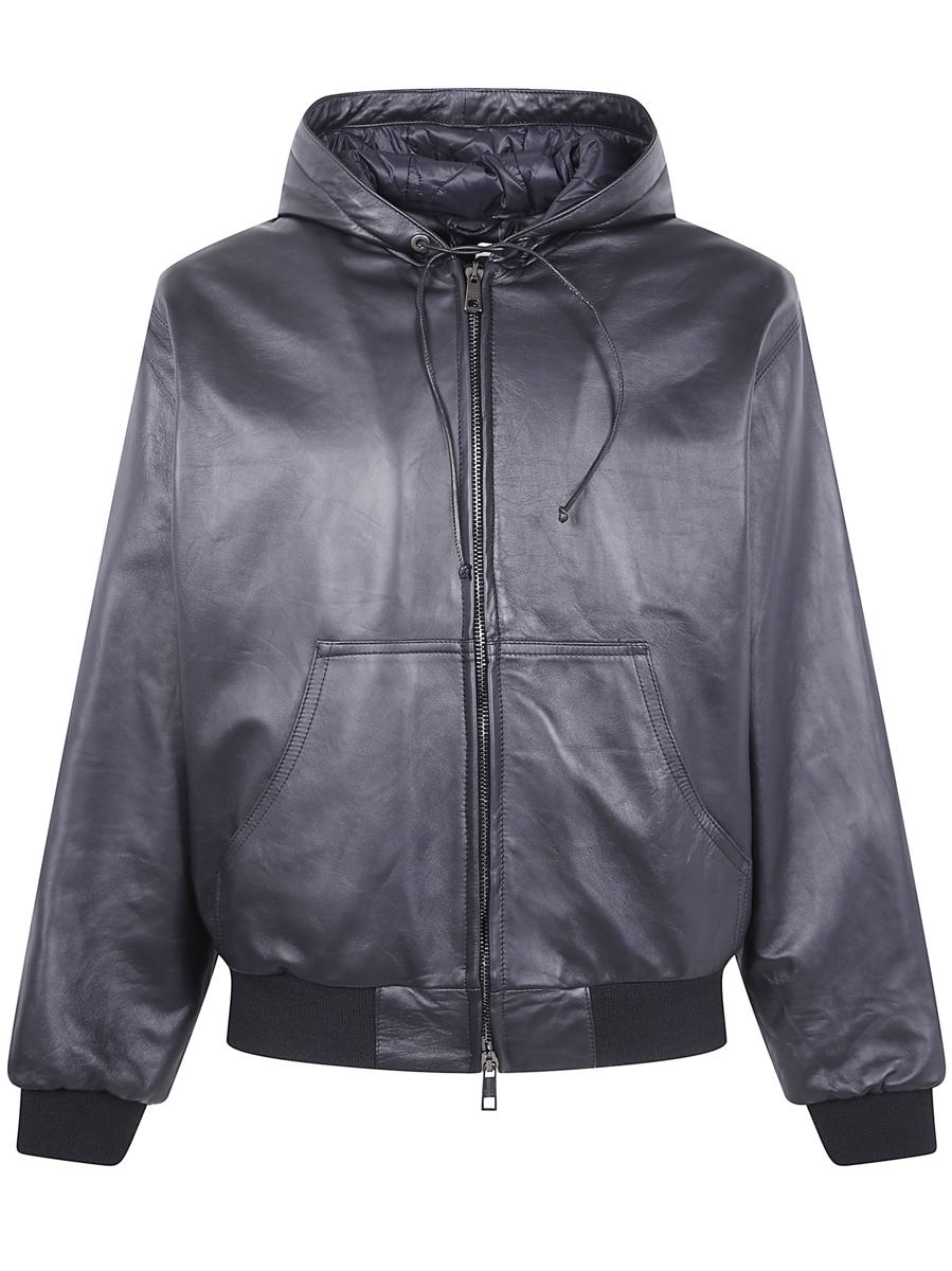 Giorgio Brato Oversize-Bomberjacke aus Nappaleder mit Kapuze