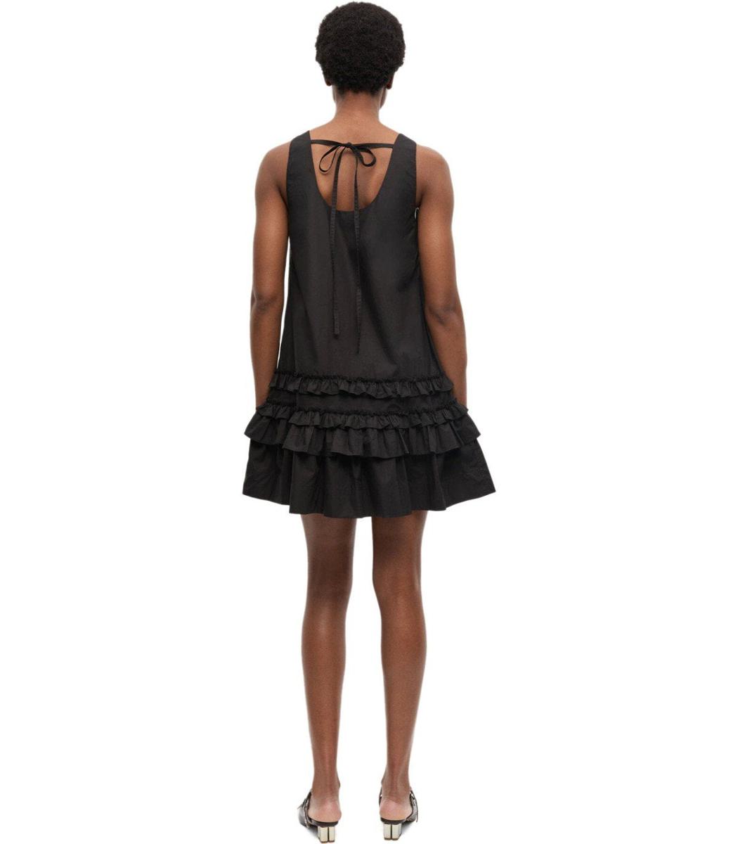 Ganni – Schwarzes Rüschenkleid