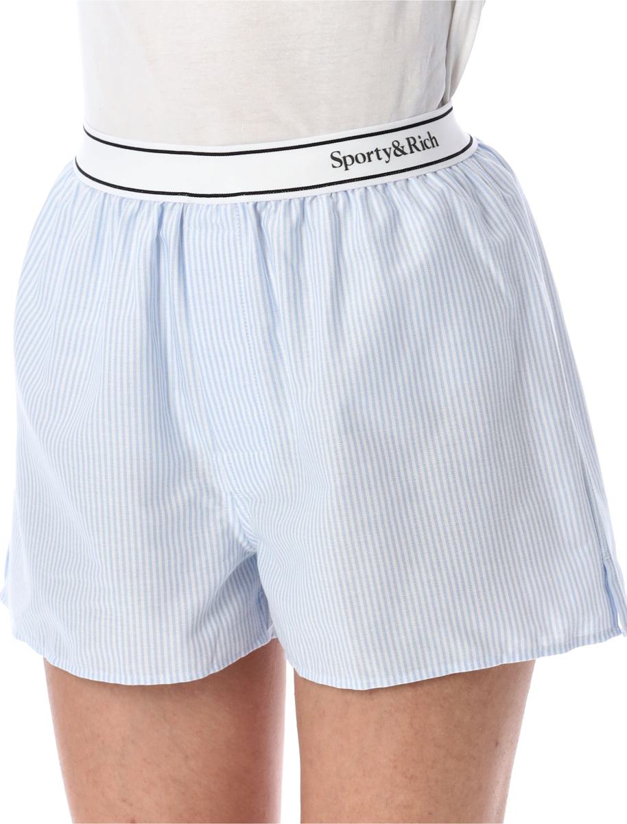 Sporty &amp; Rich Oxford-Boxershorts mit gestreiftem Serifenlogo