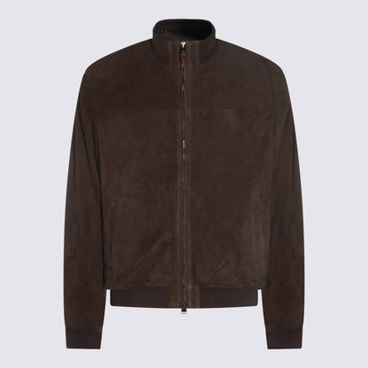 Canali Braune Lederjacke
