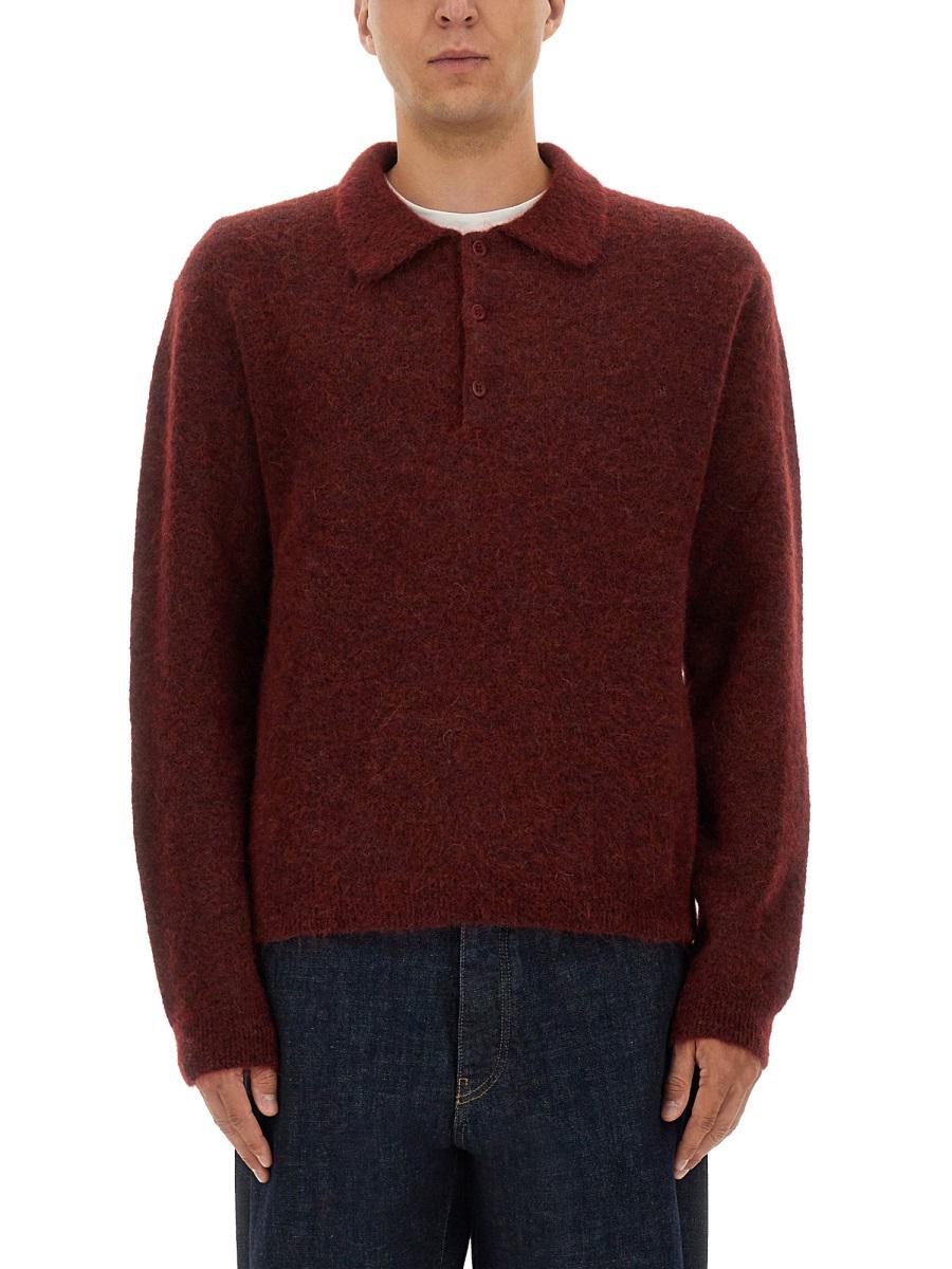 Sonnenblumen-Wollpullover mit Polokragen
