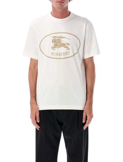 Burberry T-Shirt aus Baumwolle mit Knight-Stempel in Kreideweiß