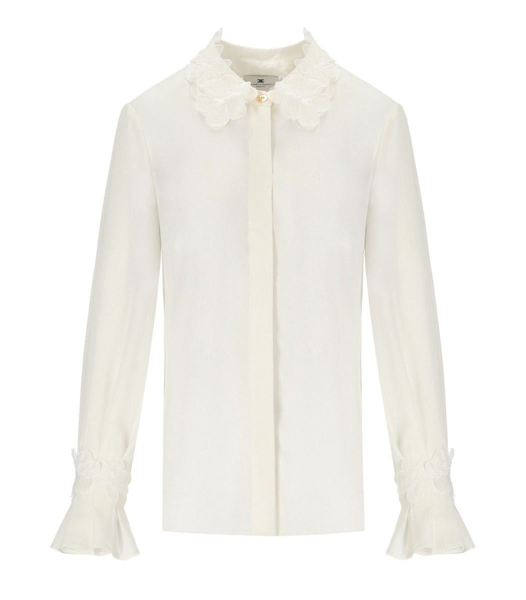 Elisabetta Franchi Elfenbeinfarbenes Georgette-Hemd
