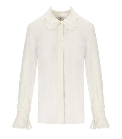 Elisabetta Franchi Elfenbeinfarbenes Georgette-Hemd