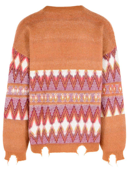 Laneus Strickjacke aus mehrfarbiger Wollmischung