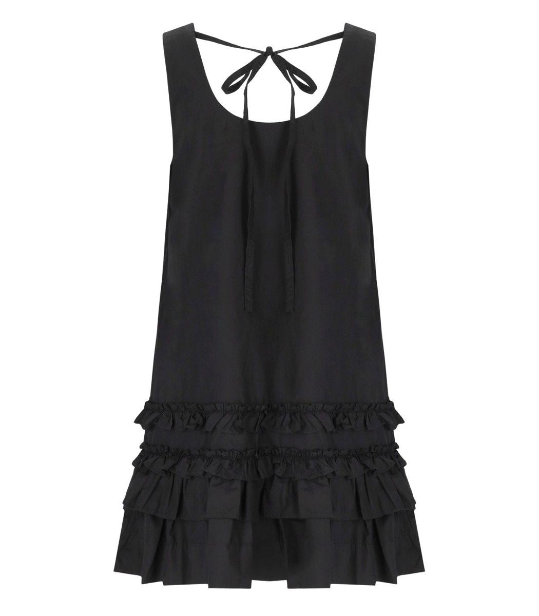 Ganni – Schwarzes Rüschenkleid