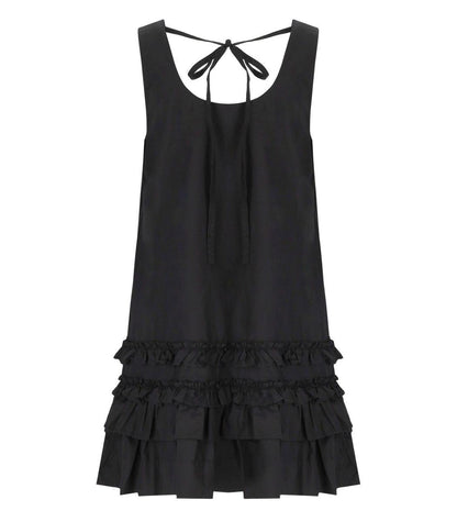 Ganni – Schwarzes Rüschenkleid