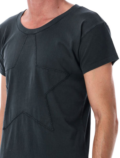 MM6 Maison Margiela – Tailliertes Baumwoll-T-Shirt mit Stern-Patch