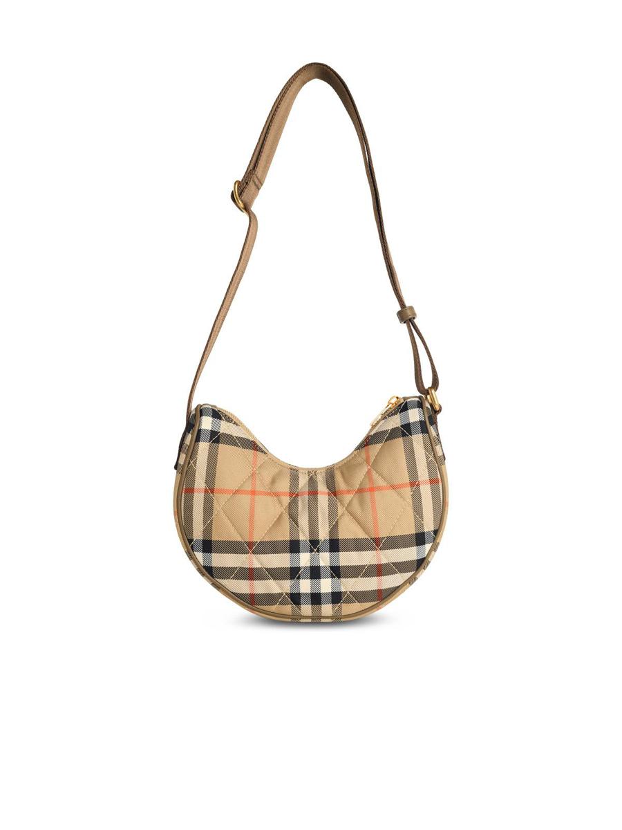 Burberry – Umhängetasche „Horsehoe“ aus sandfarbenem Polyamid
