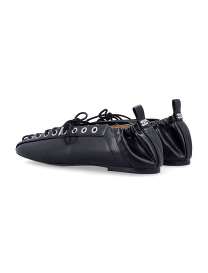 Ganni Oleatex-Ballerinas zum Schnüren