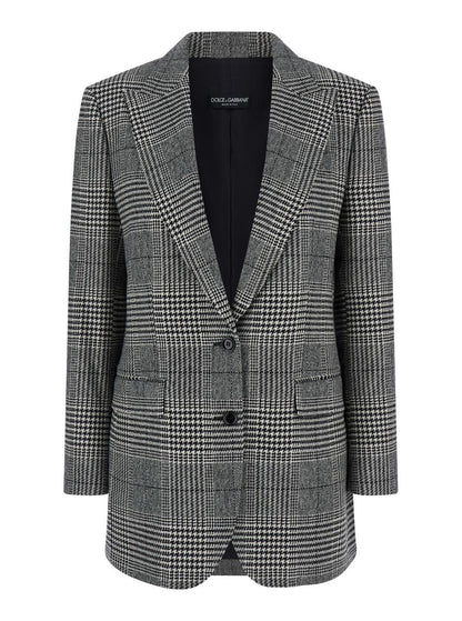 Graue einreihige Jacke mit Revers aus Wolle und Kaschmir für Damen