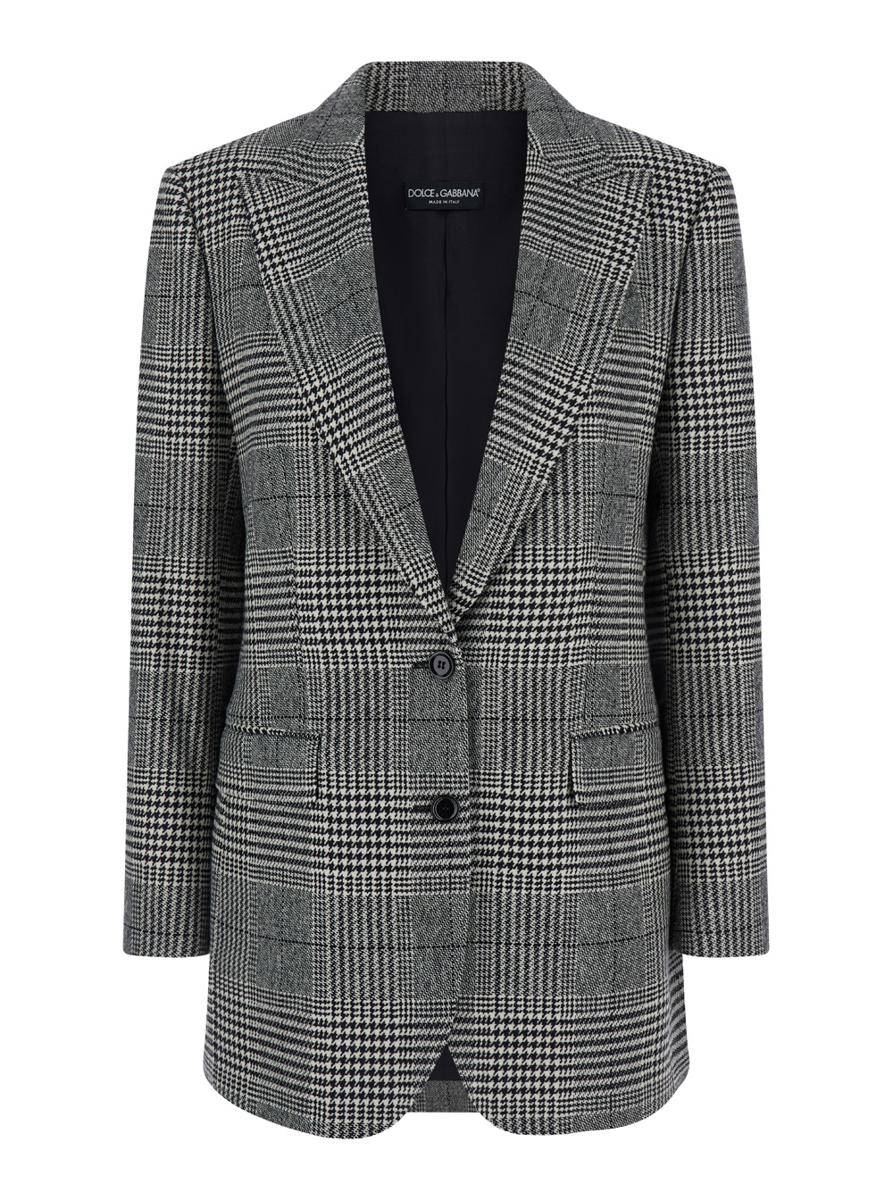 Graue einreihige Jacke mit Revers aus Wolle und Kaschmir für Damen