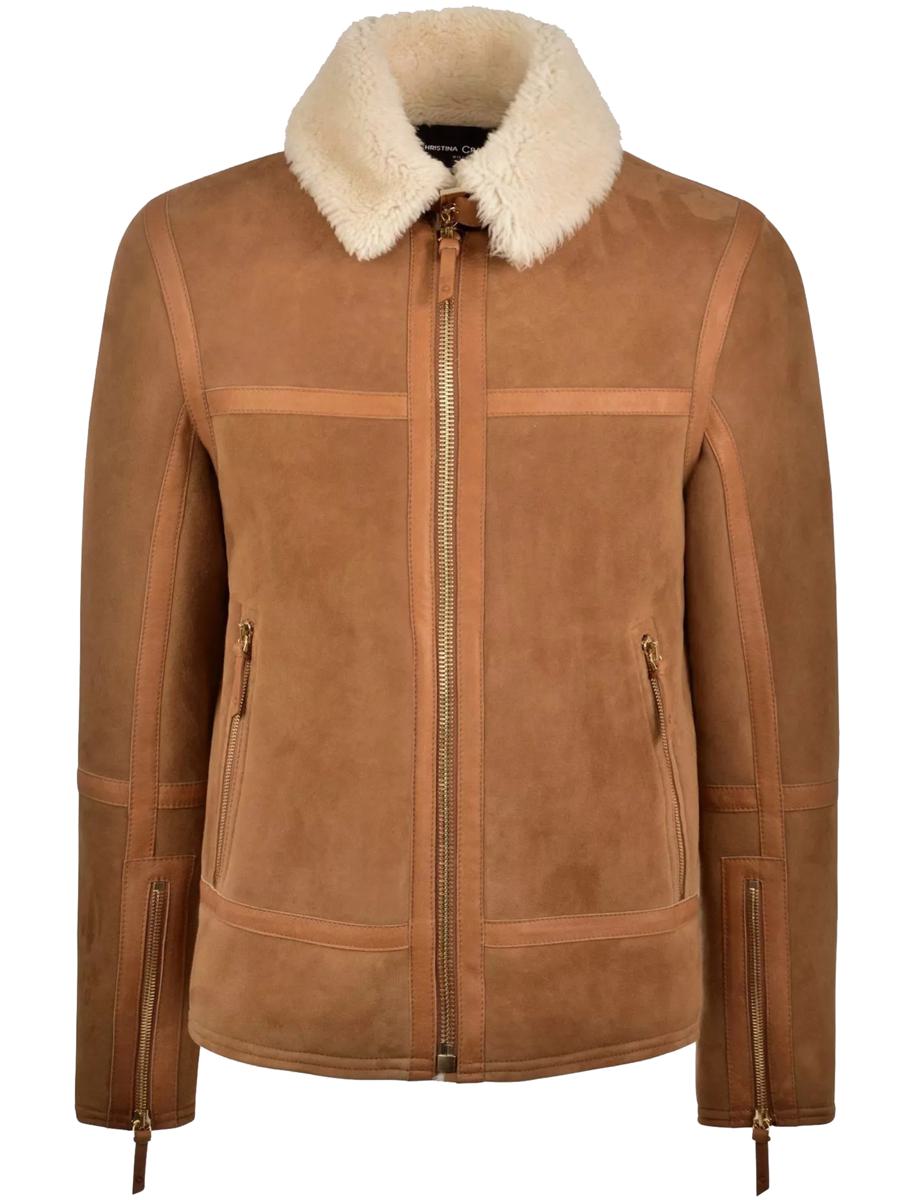 Christina Crawford – Lammfelljacke mit Reißverschluss