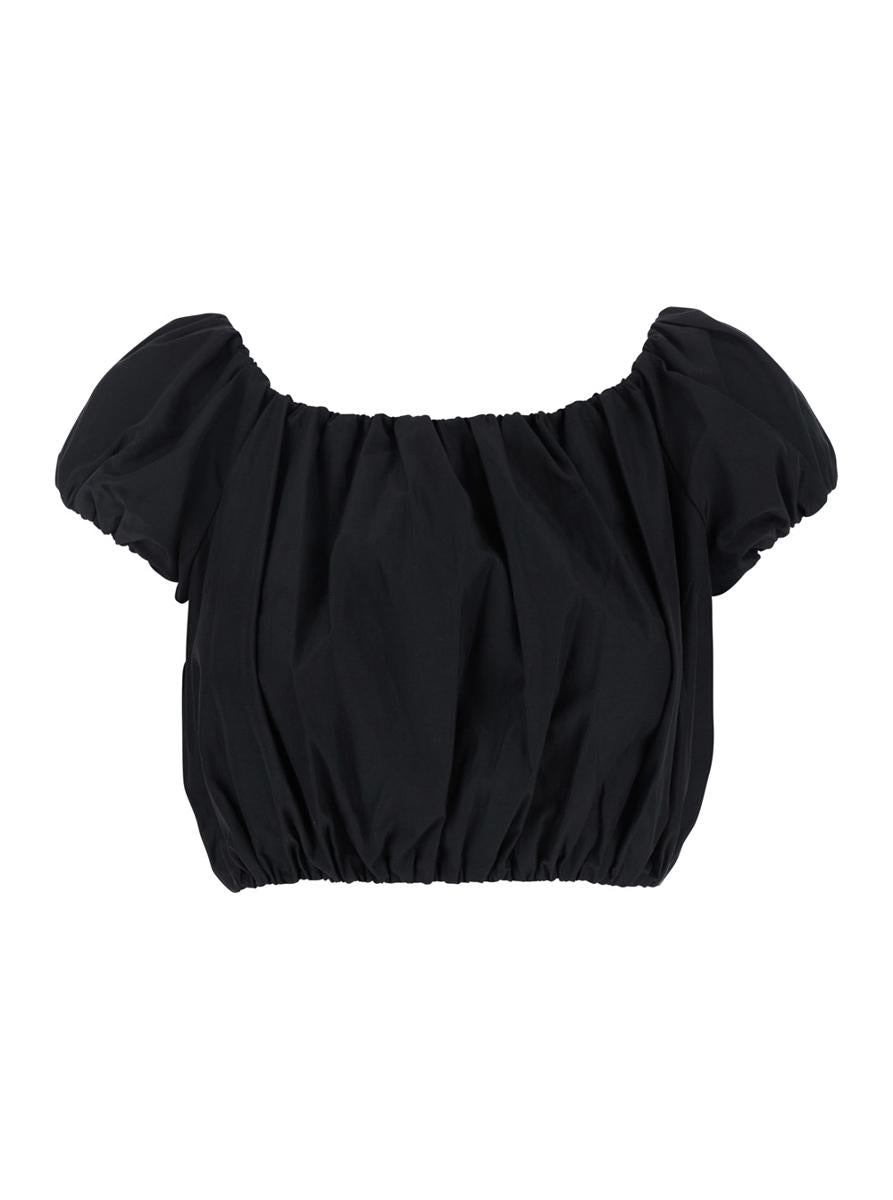 „Whitely“ Schwarzes Top mit Ballondesign aus Baumwollmischung für Damen