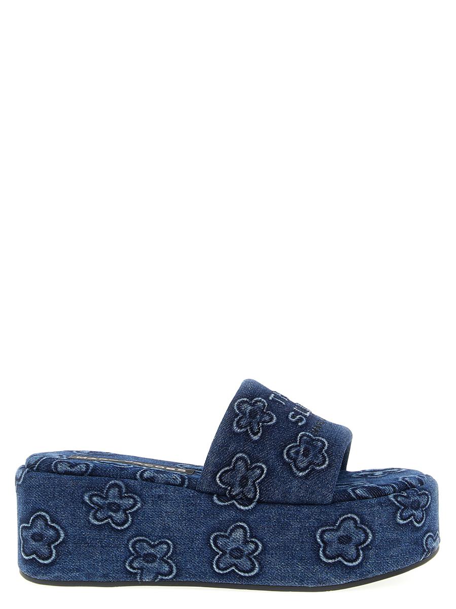 Marc Jacobs – The Puffy Daisy Denim Platform Sandal – Pantoletten