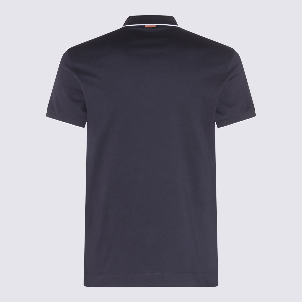 Zegna Poloshirt aus Baumwolle in Marineblau und Weiß