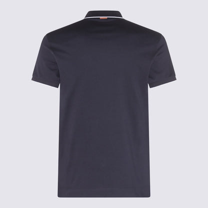 Zegna Poloshirt aus Baumwolle in Marineblau und Weiß