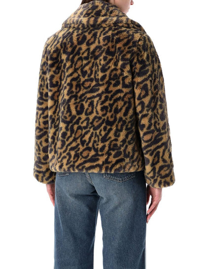 APC Johanna-Mantel aus Kunstpelz mit Leopardenmuster APC