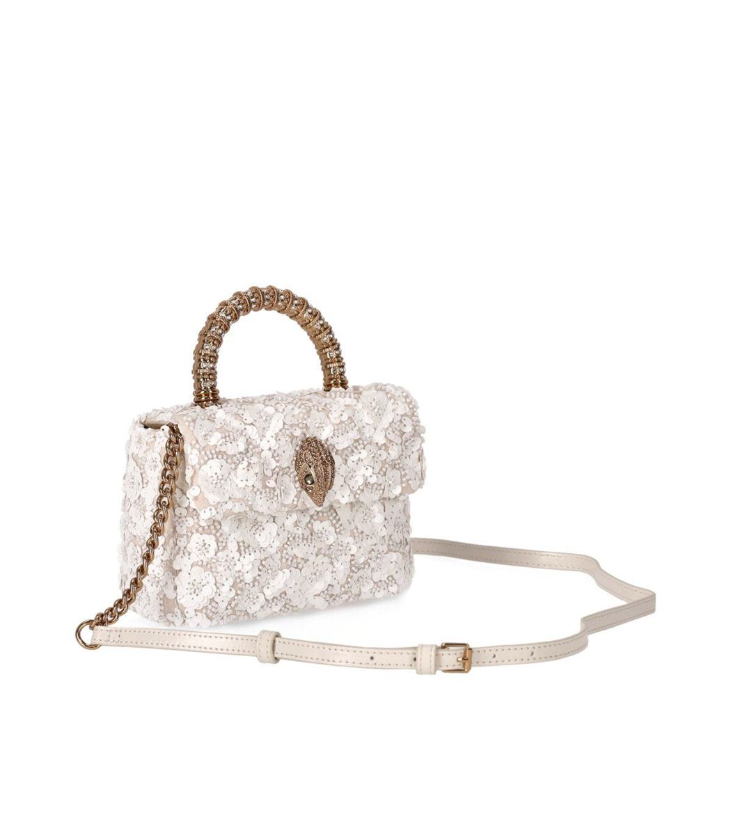 Kurt Geiger London – Kensington – Pailletten-Minihandtasche in Weiß