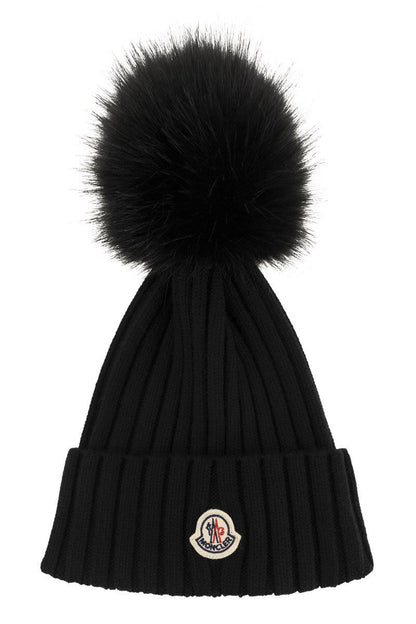 Moncler Wollmütze mit synthetischem Pompon