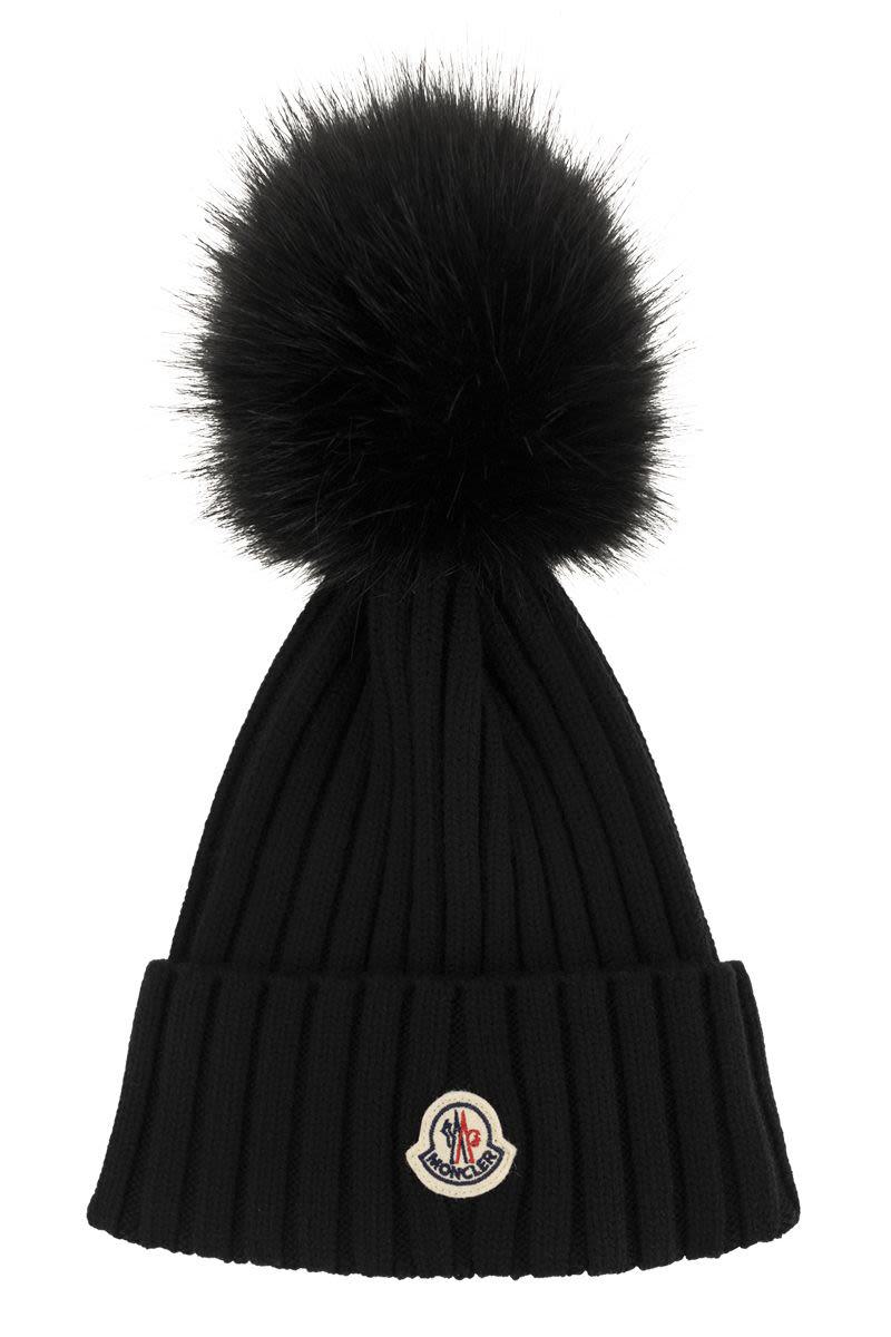 Moncler Wollmütze mit synthetischem Pompon