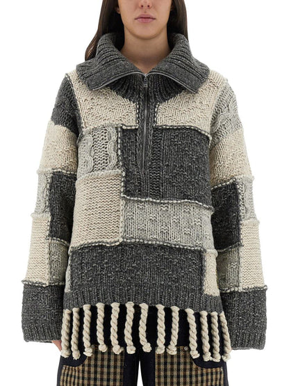 Ganni – Patchwork-Jersey mit Pony