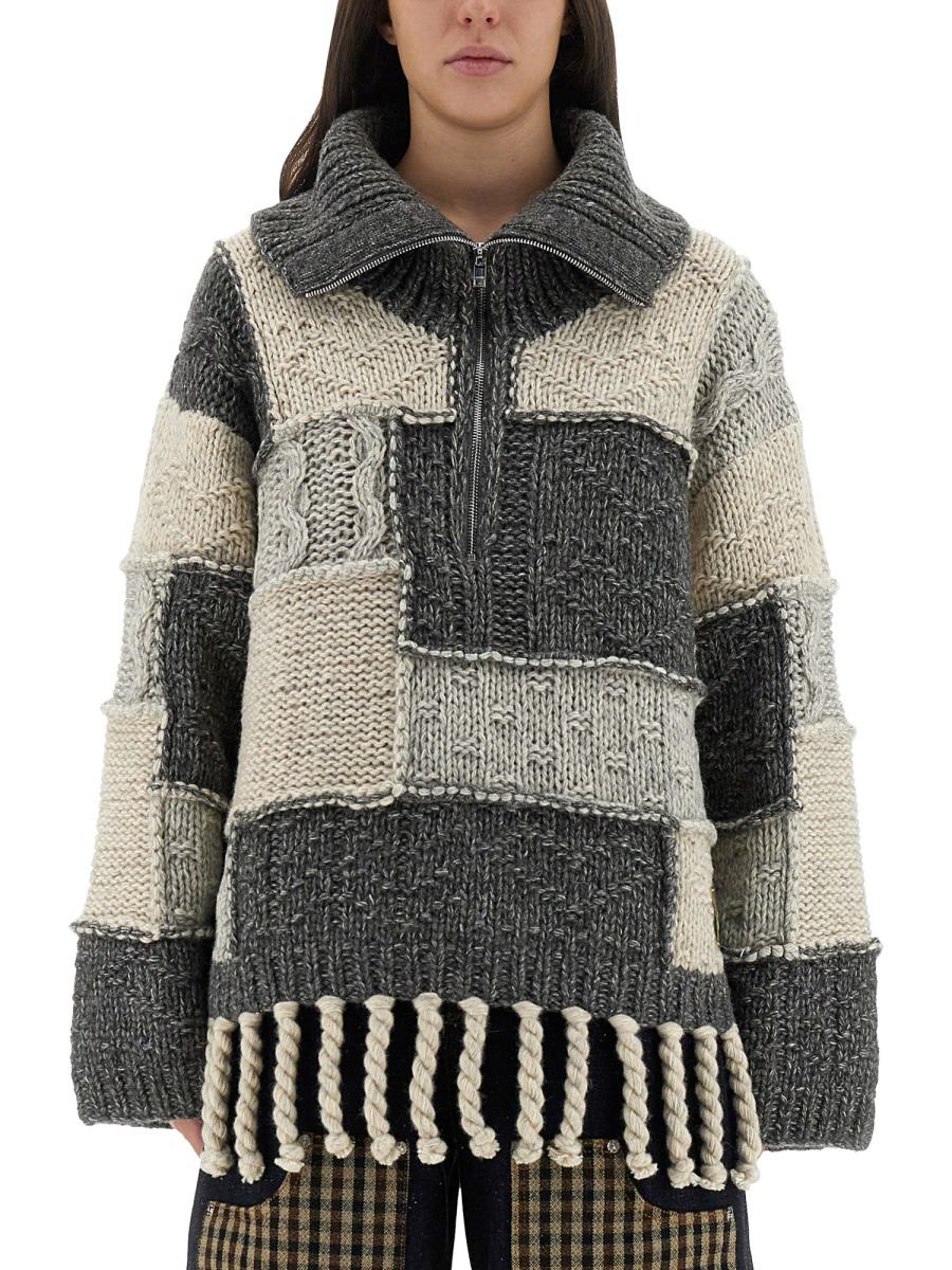 Ganni – Patchwork-Jersey mit Pony