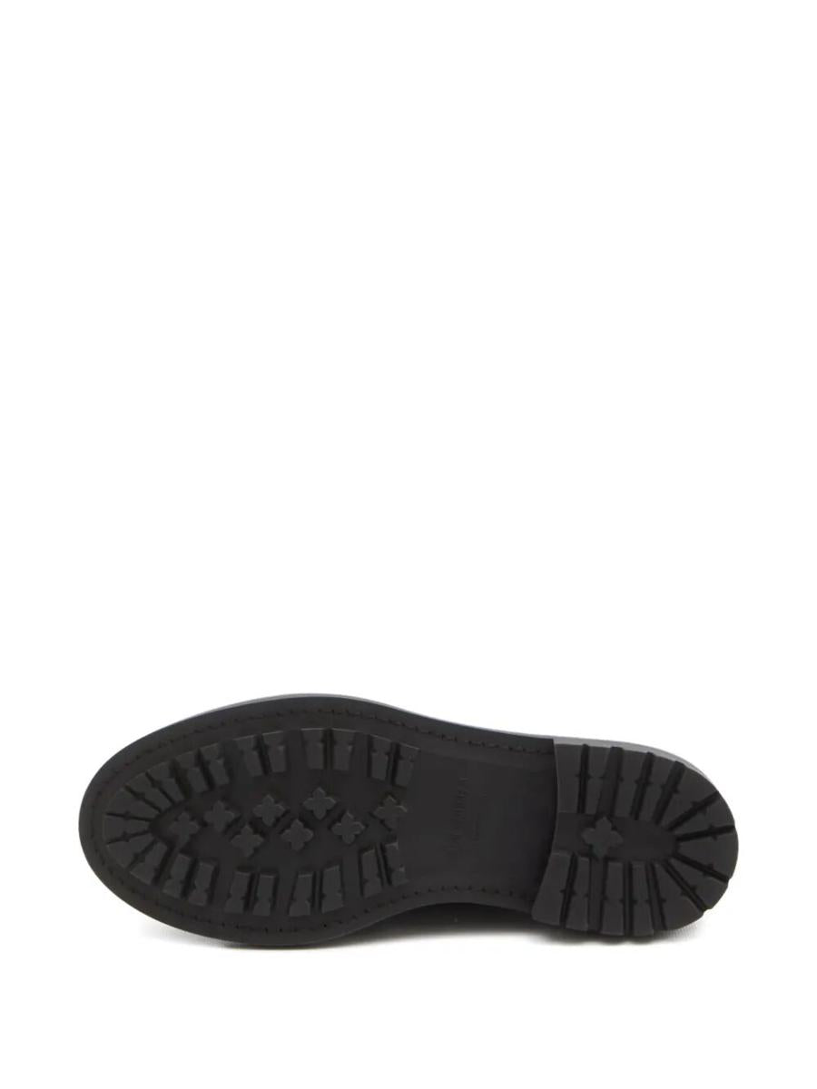 Saint Laurent – Derbies aus glattem Leder und Leinen