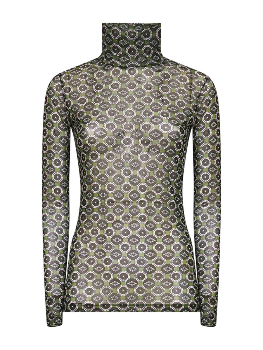 Dries Van Noten – Netzoberteil mit grünem Mini-Krawatten-Print
