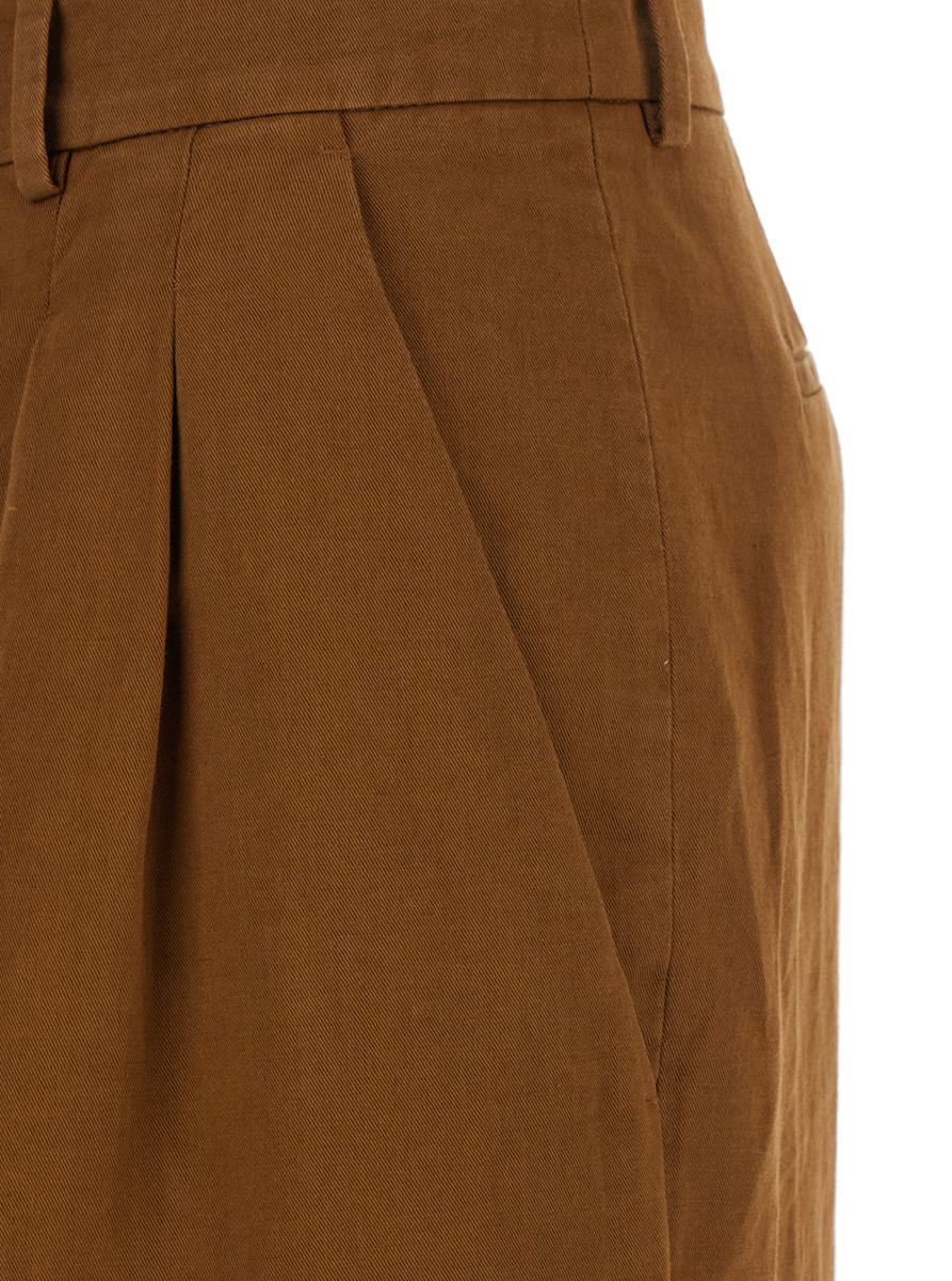 Braune Hose „Frankie“ mit Gürtelschlaufen aus Baumwoll-Leinen-Mix für Damen