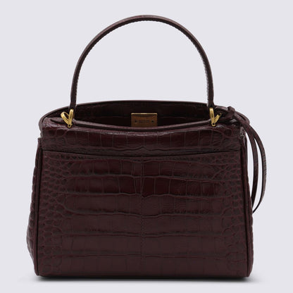 Balenciaga – Rodeo Mini-Tasche mit Henkel aus dunkelrotem Leder