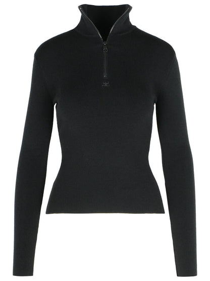 Schwarzer Pullover aus Merinowolle von Courrèges