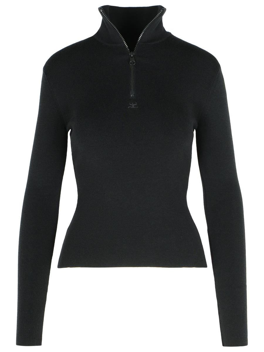 Schwarzer Pullover aus Merinowolle von Courrèges