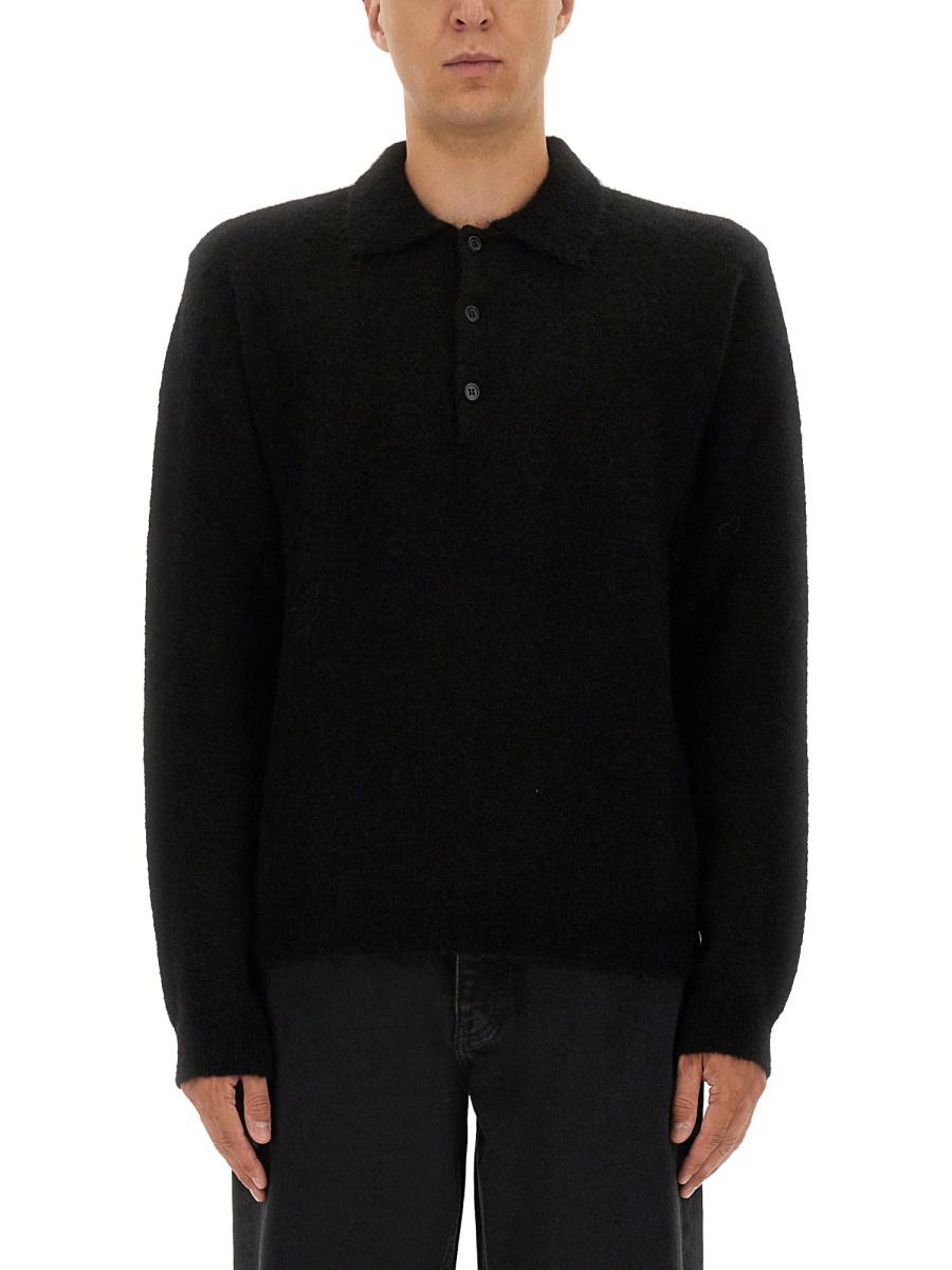 Sonnenblumen-Wollpullover mit Polokragen