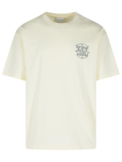 Drôle De Monsieur Cremefarbenes Baumwoll-T-Shirt