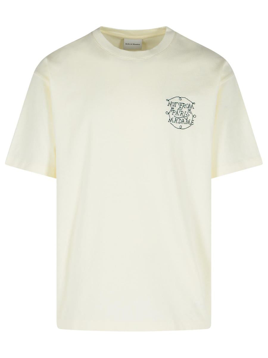 Drôle De Monsieur Cremefarbenes Baumwoll-T-Shirt