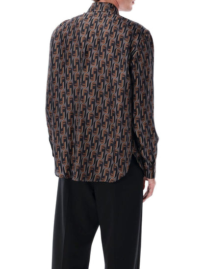Fendi Braunes bedrucktes Seidenhemd „Nity“