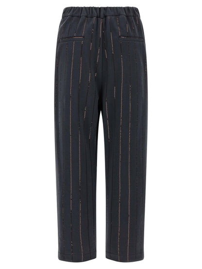 Brunello Cucinelli – Jogginghose mit „Dazzling Chalk Stripe Embroidery“