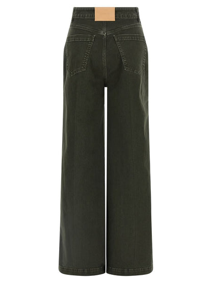 Hautfarbene Jeans mit weitem Bein