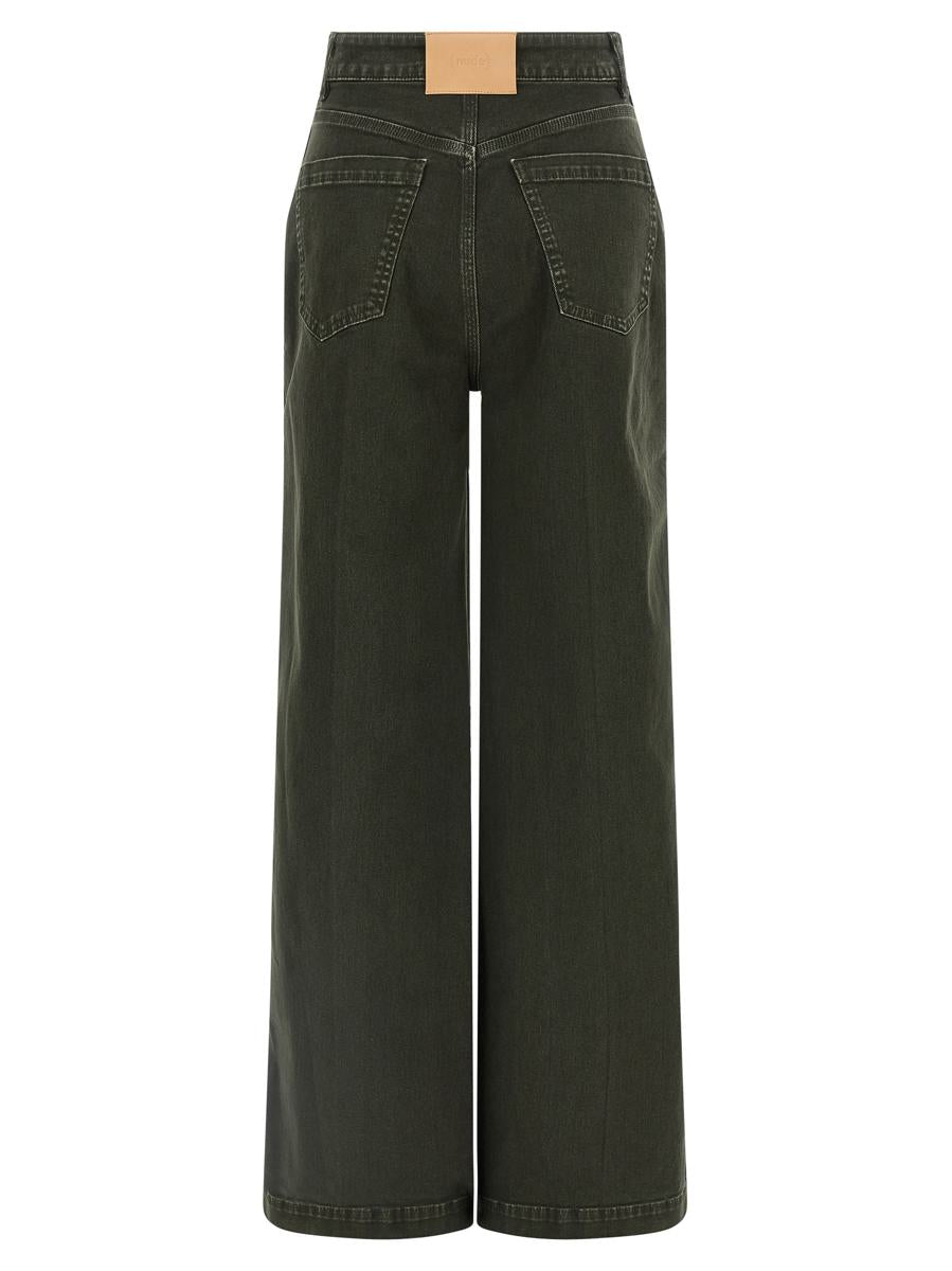 Hautfarbene Jeans mit weitem Bein