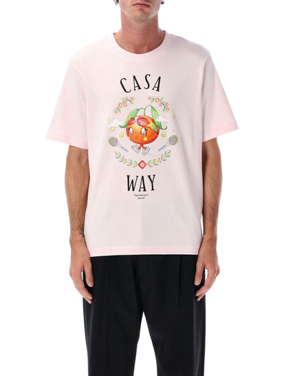 Casablanca – Blassrosa Casa Way – Orangefarbenes Maskottchen-T-Shirt