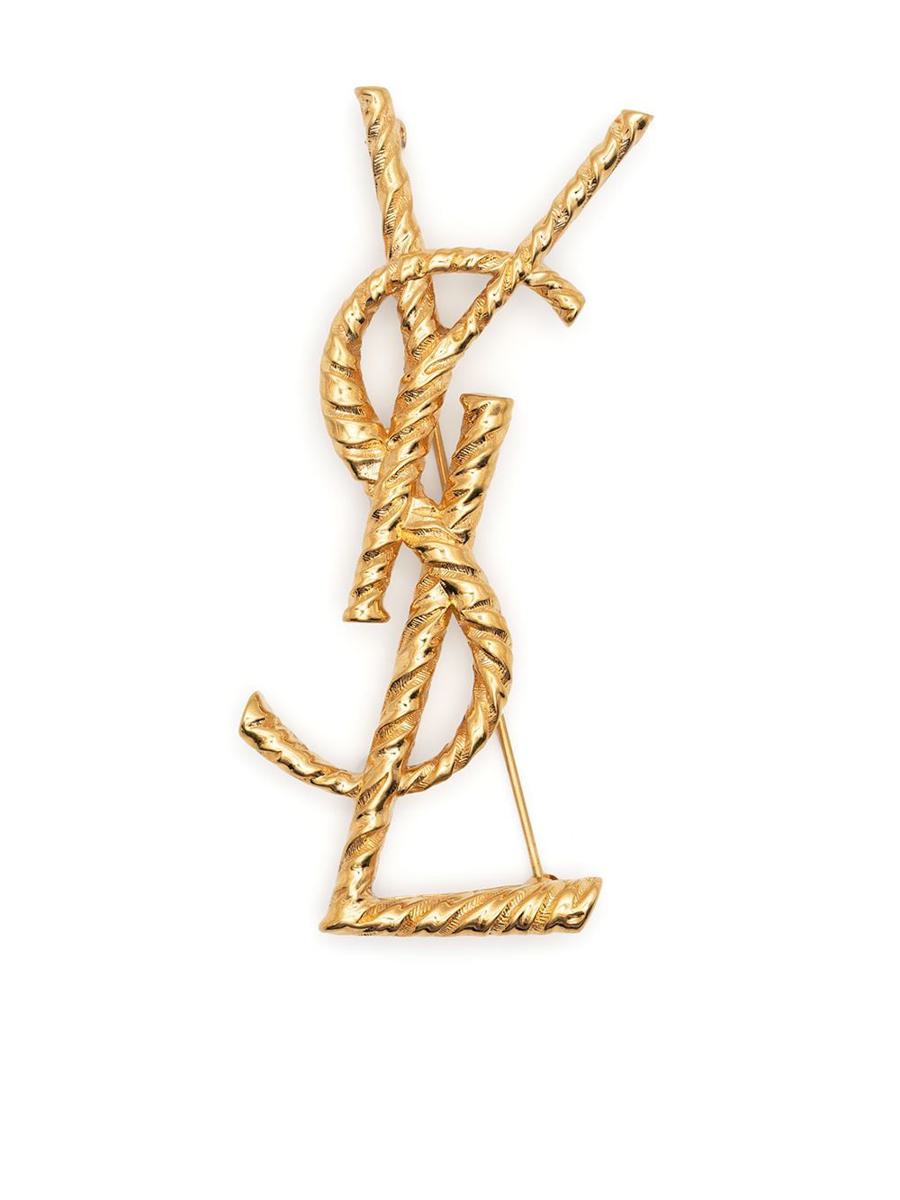 Saint Laurent Cassandre Metallbrosche mit gedrehten Streifen