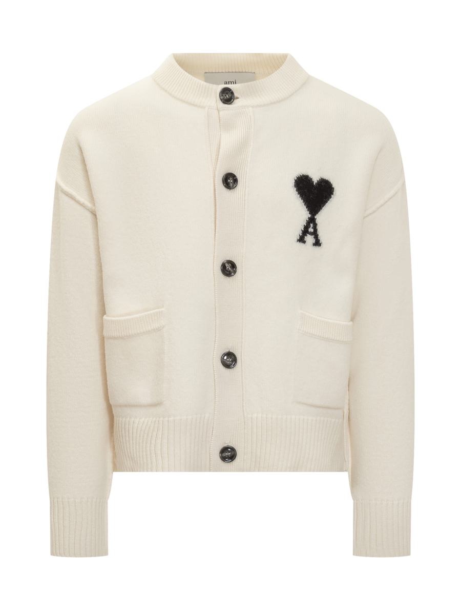 AMI Paris Wollcardigan mit Logo-Stickerei Ami Alexandre Mattiussi